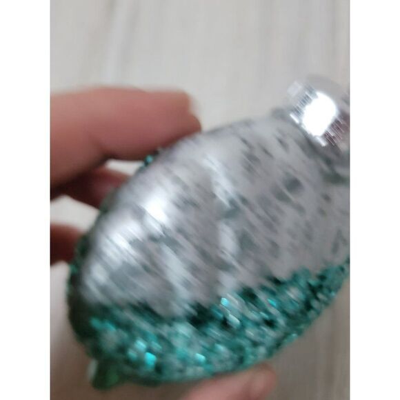 Glitter blown glass blue shell ornament Xmas sea beach - Picture 3 of 8